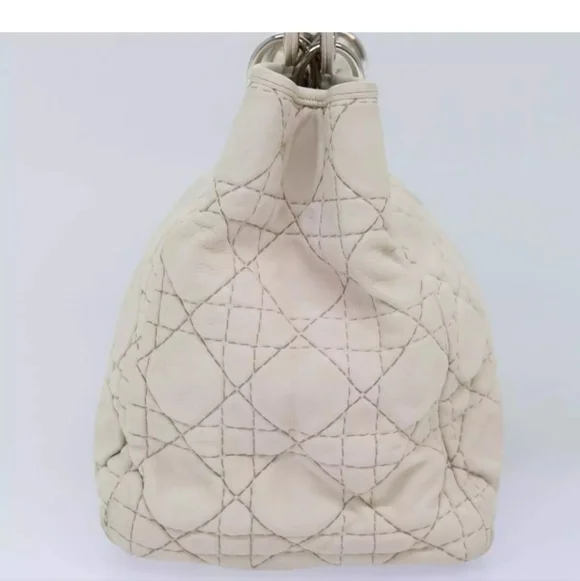CHRISTIAN DIOR Lady Dior Cannage Cream/White Leather Hand Bag! - Picture 3 of 16